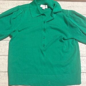 Green Collared Button-Up Sweater